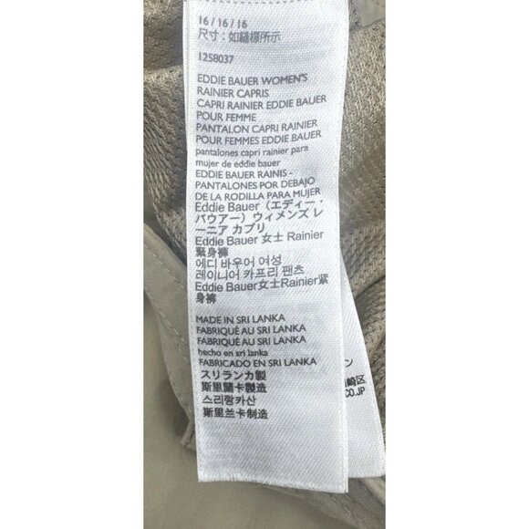 Eddie Bauer Women’s Tan Rainier Capri Crop Pants Sz 16 Stretch Outdoor Hiking - Picture 8 of 13